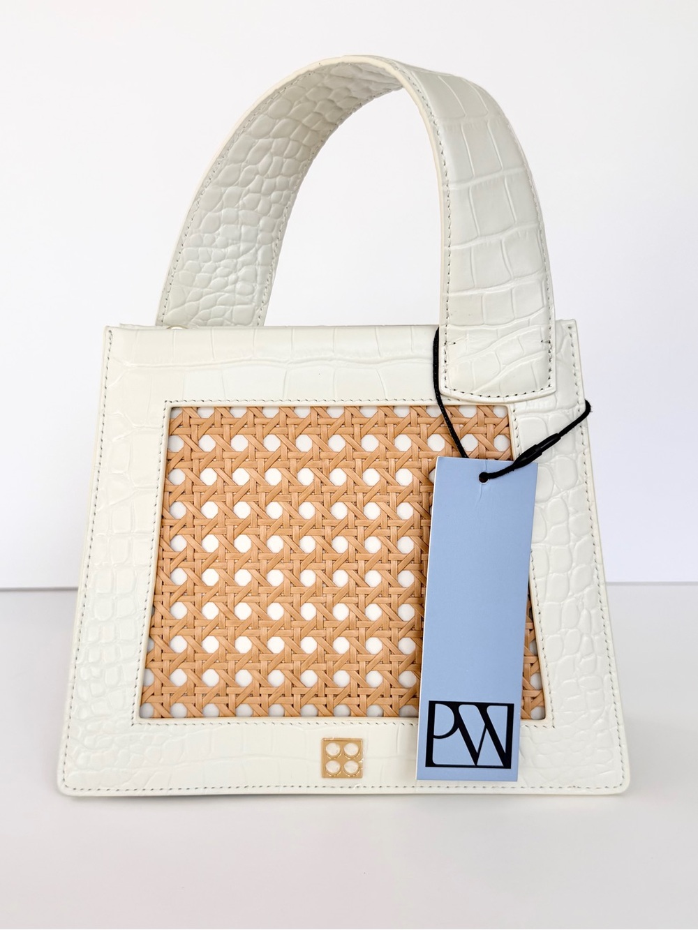 NWT Parisa Wang Bamboo Enchanted Top Handle Bag Cream w/ crossbody strap - Picture 3 of 11